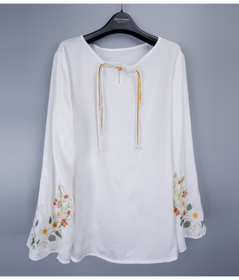 PH国风高端女装折扣特卖1998宽松大气国风人丝提花+刺绣长袖衬衫