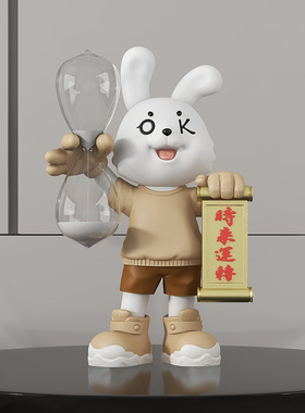 卡通兔沙漏桌面摆件装饰品
