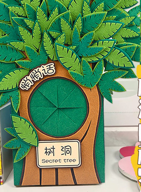 幼儿园中大班美工区自制教玩具区角倾听表征创意悄悄话情绪树洞
