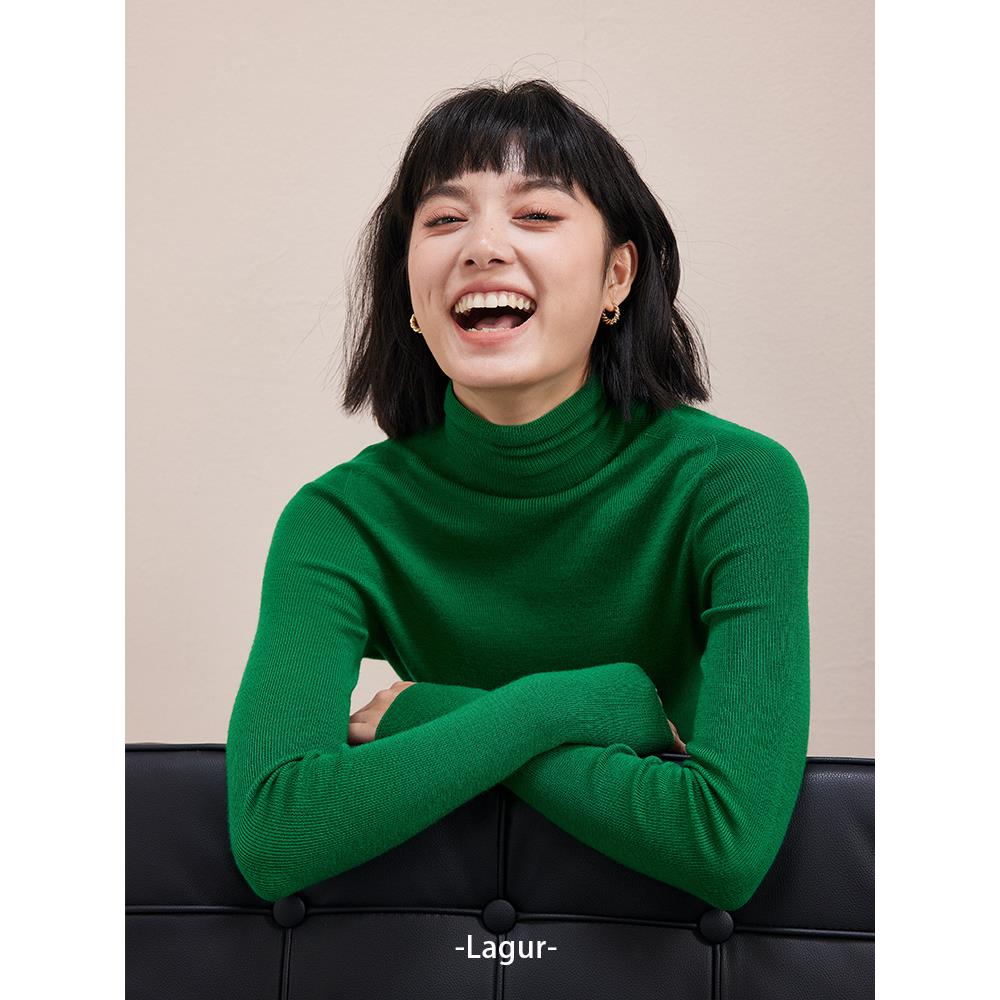 lagur德国扬子纱 无缝一体毛衣羊毛衫女高领打底衫秋冬内搭针织衫