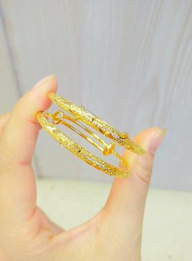 精沙金童宝宝手22.07.18镯推拉开口可调节儿儿童手圆环光面素品圈