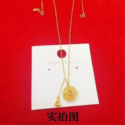 花丝镂葫芦八罗盘项链黄金色平安扣葫芦花丝套链空女送友25.6.3.0