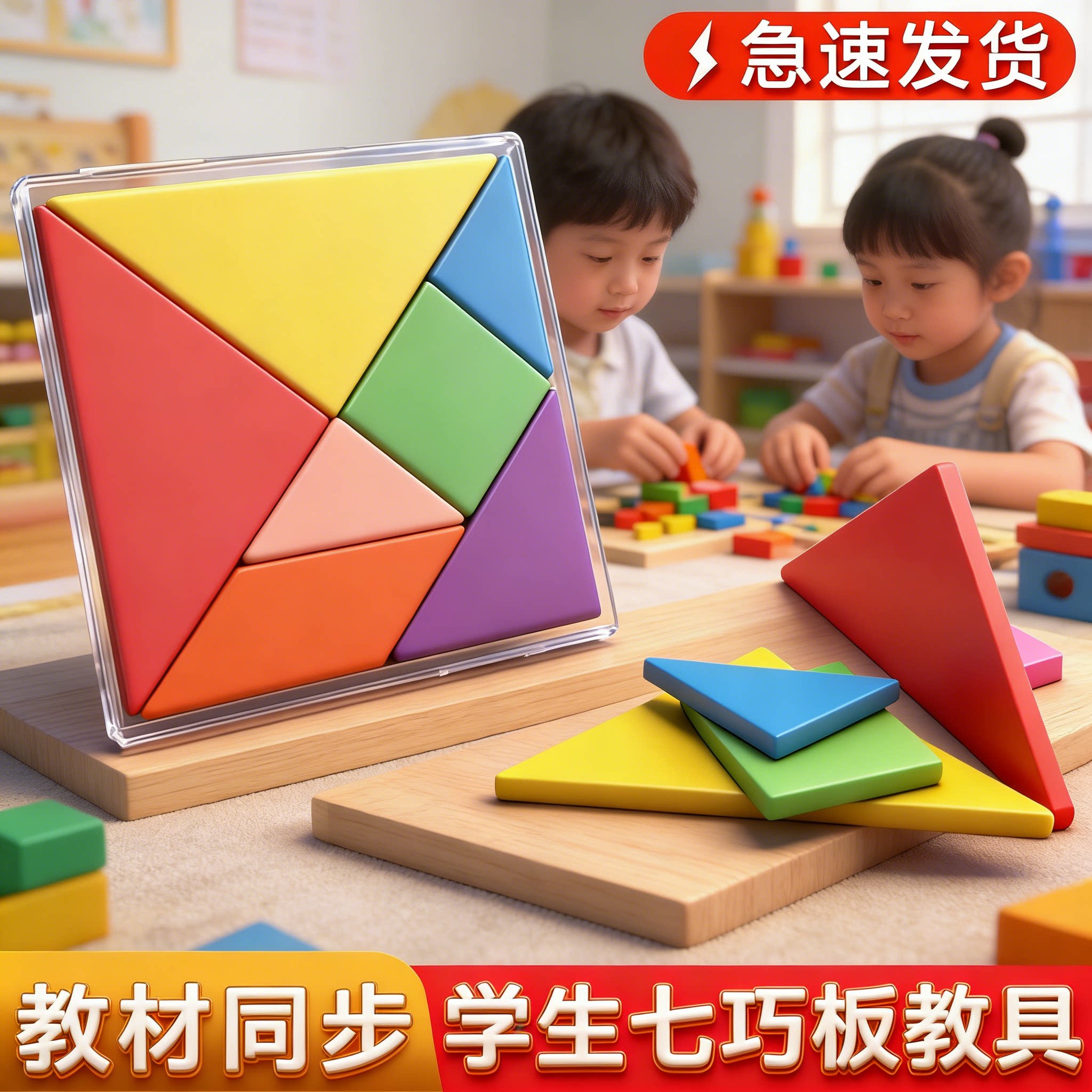 小学生一年级专用益智启蒙教具拼图几何七巧板数学学习板计算架