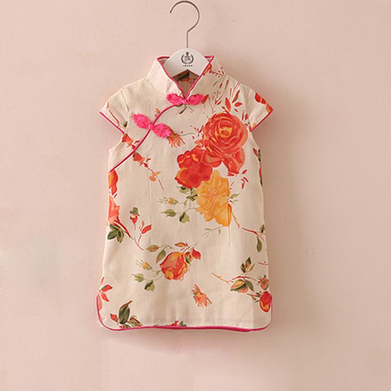 ZB-408儿童宝宝改良旗袍连衣裙女童立领短袖旗袍1:1服装纸样DIY图