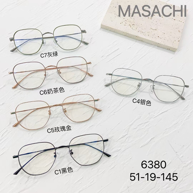 玛莎琪方框纯钛近视眼镜架玛沙琪男女防蓝光眼睛框M6380黑