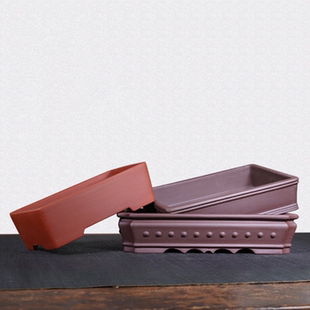 紫砂花盆长方形盆景盆桌面盆栽浅盆手工盆多肉老桩松柏杜鹃梅桩