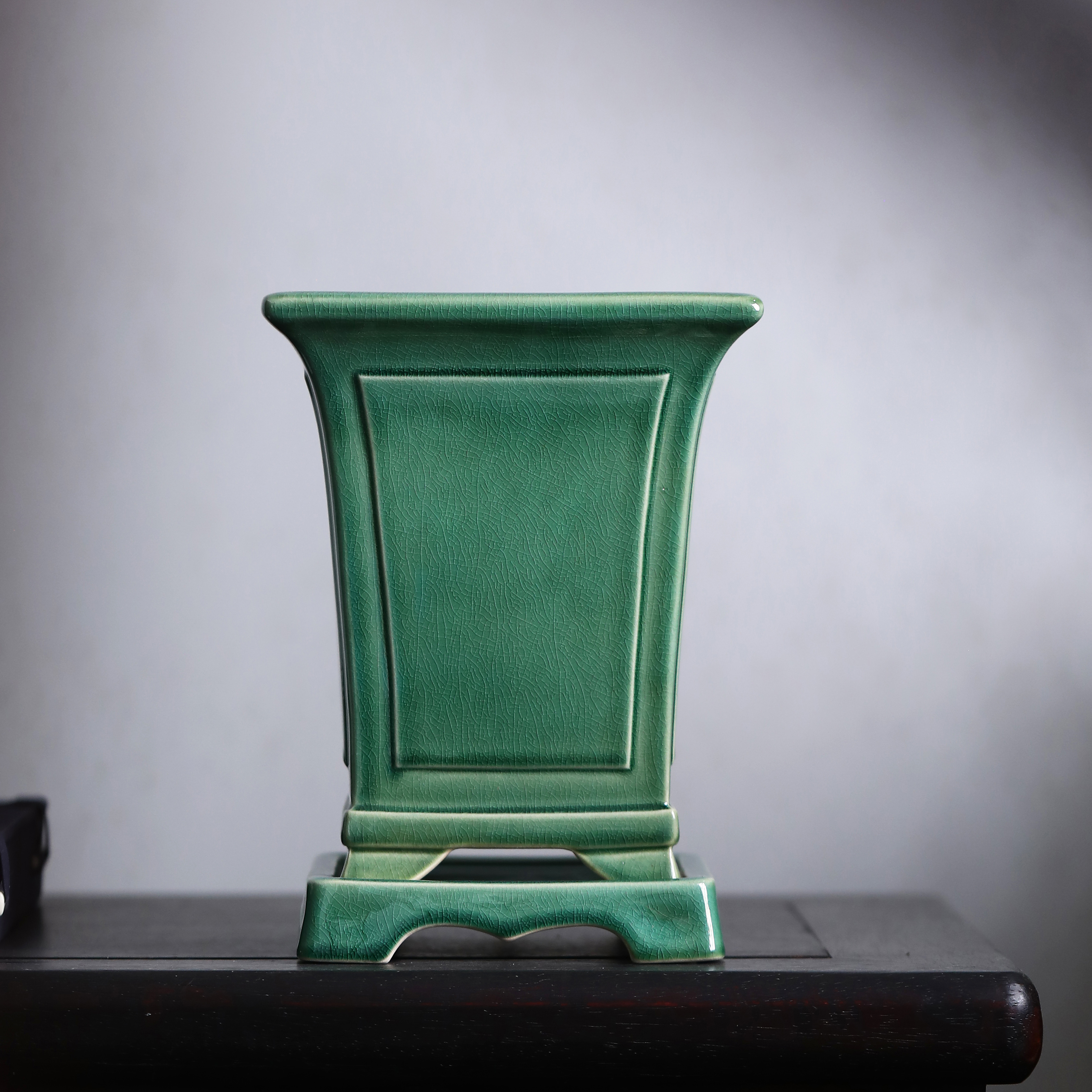 紫砂花盆正方形四方陶瓷兰花盆兰盆春兰建兰悬崖盆高盆带托觅陶乡