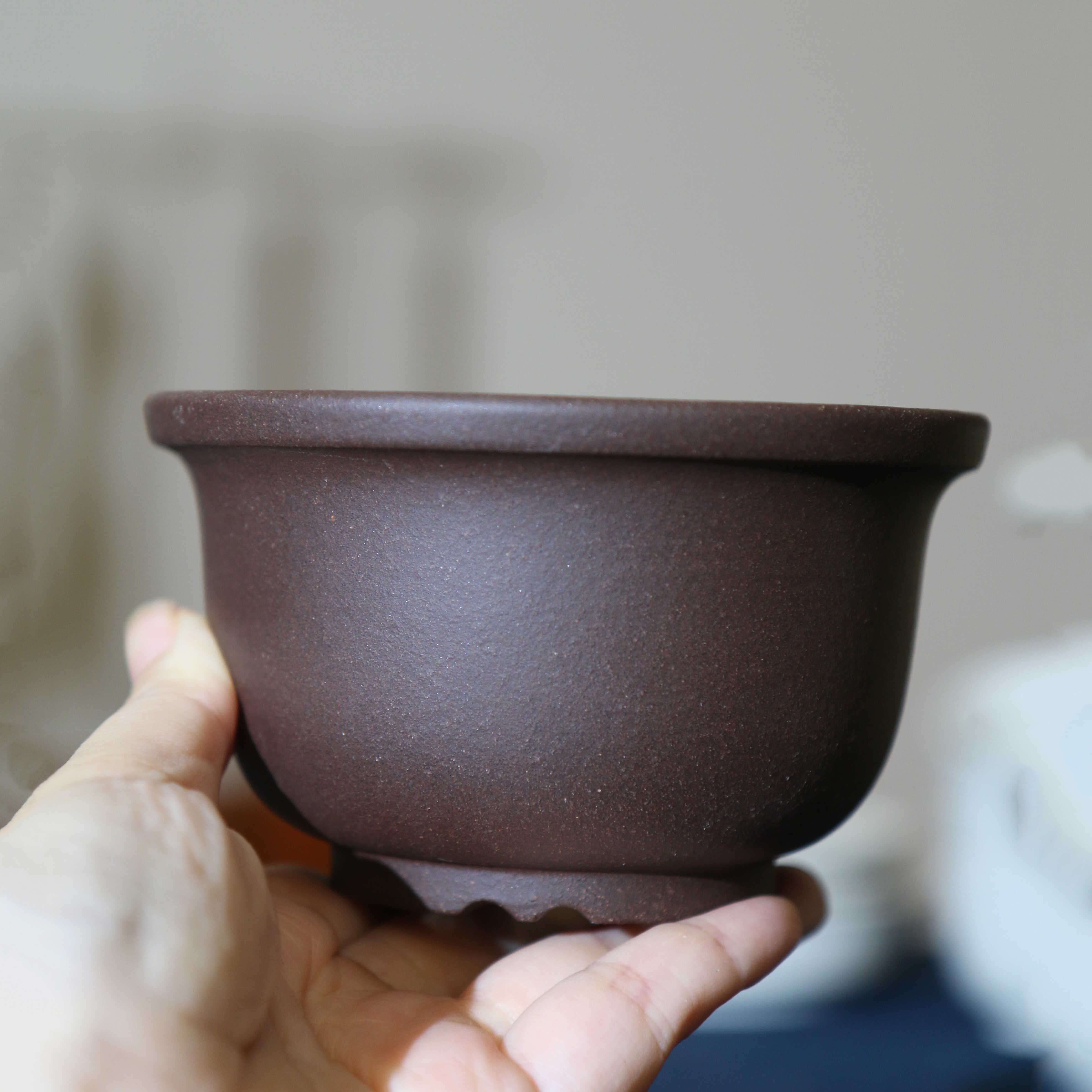 精品紫砂花盆矮金钟圆口盆