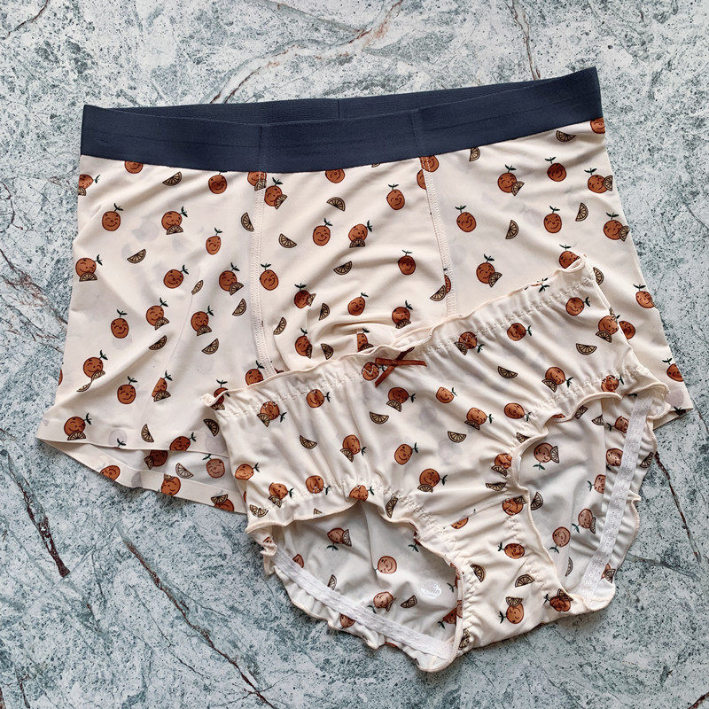 元气桔子心想事橙夏天冰丝情侣内裤男女友礼物七夕送朋友情人节,女士内衣/男士内衣/家居服,男平角内裤,淘宝优惠券,粉丝福利购,淘宝优惠卷