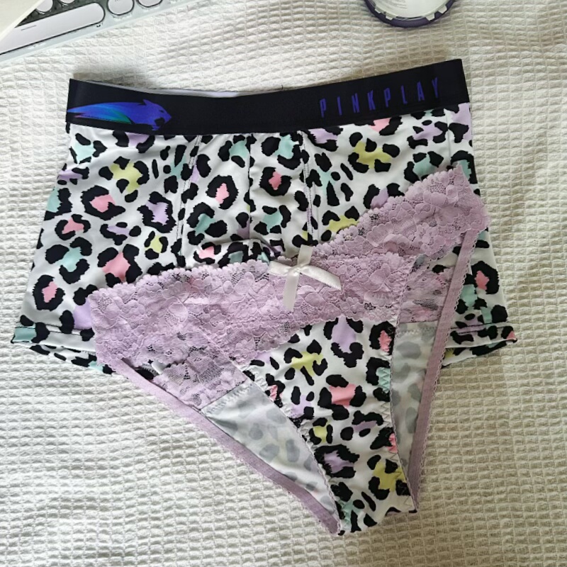 情侣内裤性感一男一女式三角裤蕾丝豹纹低腰男士平角裤送男友礼物