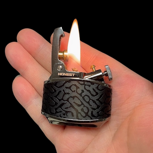 【铜化】百诚金鲟保险弹射煤油打火机个性时尚潮流复古收藏男礼物