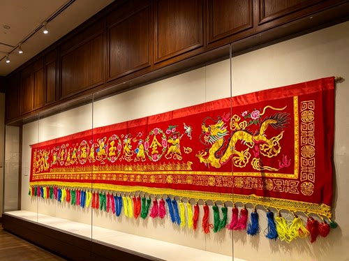 八仙圆字龙边横幅门彩八仙门楣佛堂居家挂彩凸绣浮绣喜庆挂彩