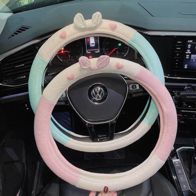 汽车冬季方向盘套可爱网红女韩国时尚毛绒保暖四季通用防滑车把套