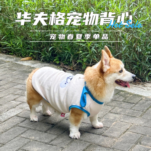 夏季宠物华夫格透气牵引背心