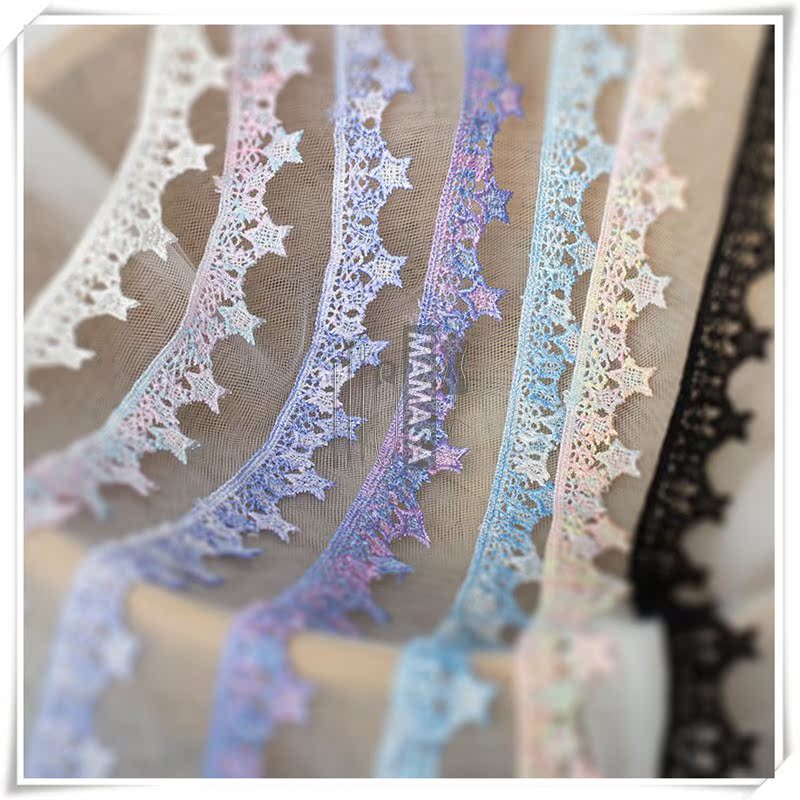 MAMASA梦幻彩色星星水溶花边