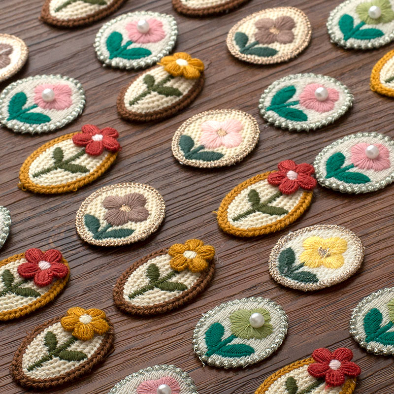 MAMASA电脑毛巾绣针织小花朵布贴