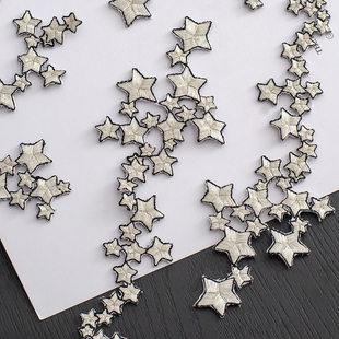 背胶银线刺绣星星布贴 牛仔时尚星型补丁贴个性DIY大号补洞熨烫贴