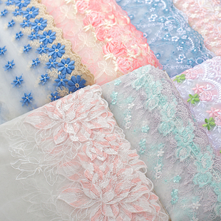 彩色色线刺绣网纱蕾丝花边 娃娃发饰辅料 DIY手工服装