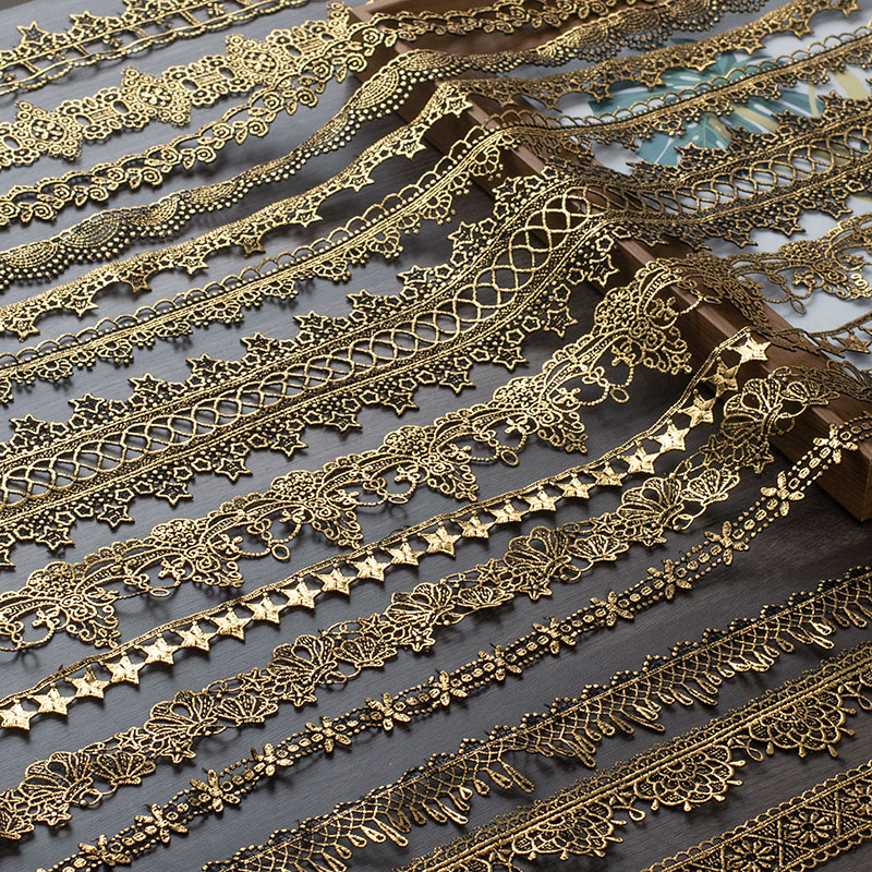 MAMASA黑白烫金蕾丝花边服装辅料