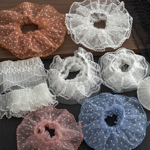 立体无弹风琴蓬蓬木耳边 优质三层精美网纱刺绣皱褶蕾丝花边辅料