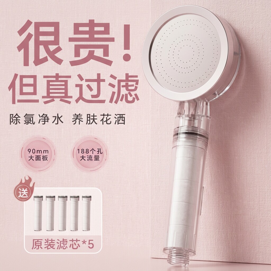 过滤花洒除氯喷头增压淋浴头净水通用过滤器美肤便携洗澡神器泰国