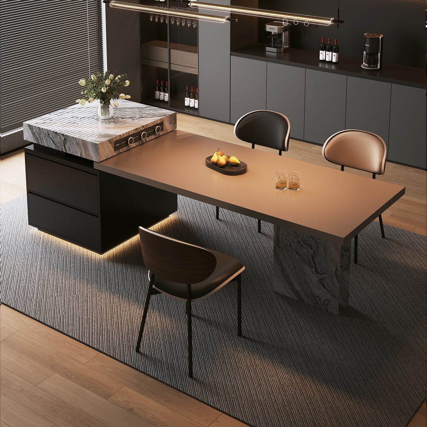 简桌现代简约岛台餐桌一体式设计师款多功能厨房导台可定制带水槽,住宅家具,岛台餐桌,淘宝优惠券,粉丝福利购,淘宝优惠卷