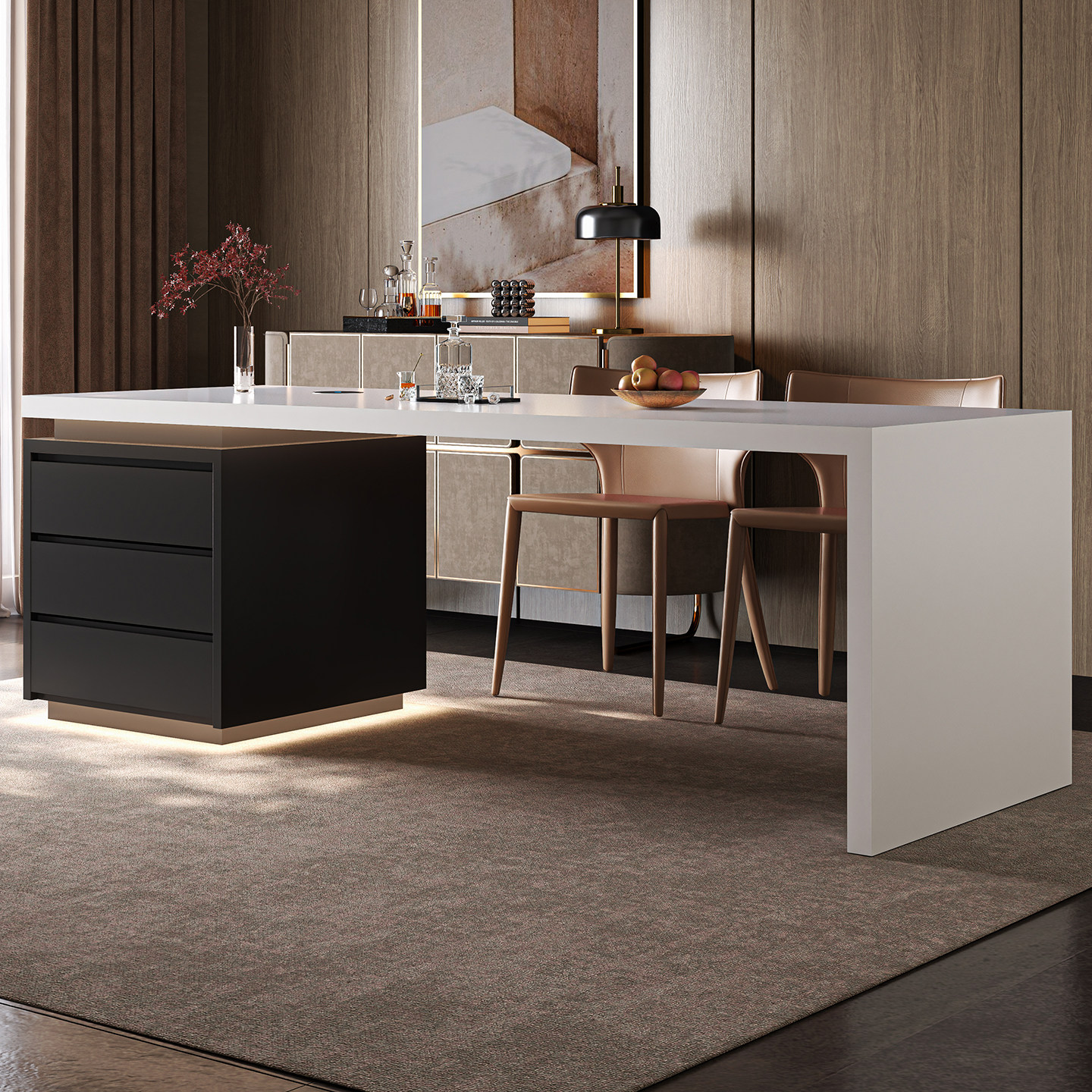 岛台餐桌一体2025新款家用小户型多功能岩板齐平餐桌可定制小尺寸,住宅家具,岛台餐桌,淘宝优惠券,粉丝福利购,淘宝优惠卷