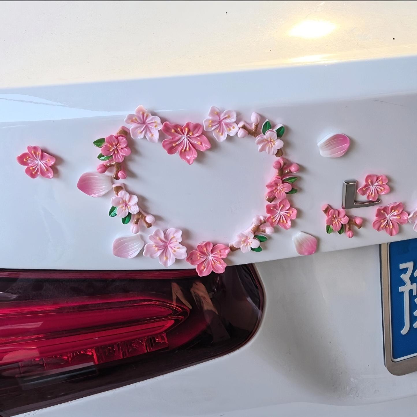 3d立体桃花车贴汽车内车身装饰