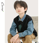 毛衫 儿童无袖 男孩叠穿百搭毛衣 马甲春秋新款 纯一良品男童针织衫