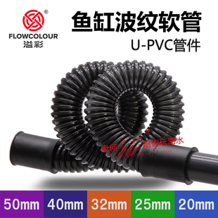 溢彩波纹管 鱼缸水管软管 波纹管排水下水 水族水泵连接螺纹4分