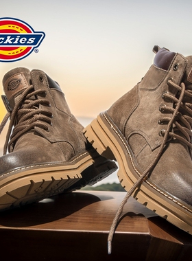 Dickies马丁靴男款2026新款夏季男鞋男士高帮真皮登山工装靴子男