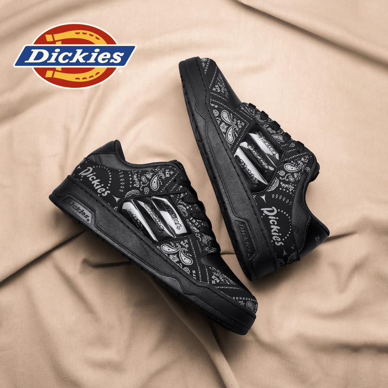 Dickies黑武士板鞋男款2025新款冬季男鞋百搭鞋子潮鞋黑色面包鞋