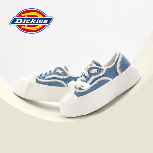 Dickies帆布鞋女2026春季新款牛仔蓝女鞋厚底增高休闲板鞋女百搭