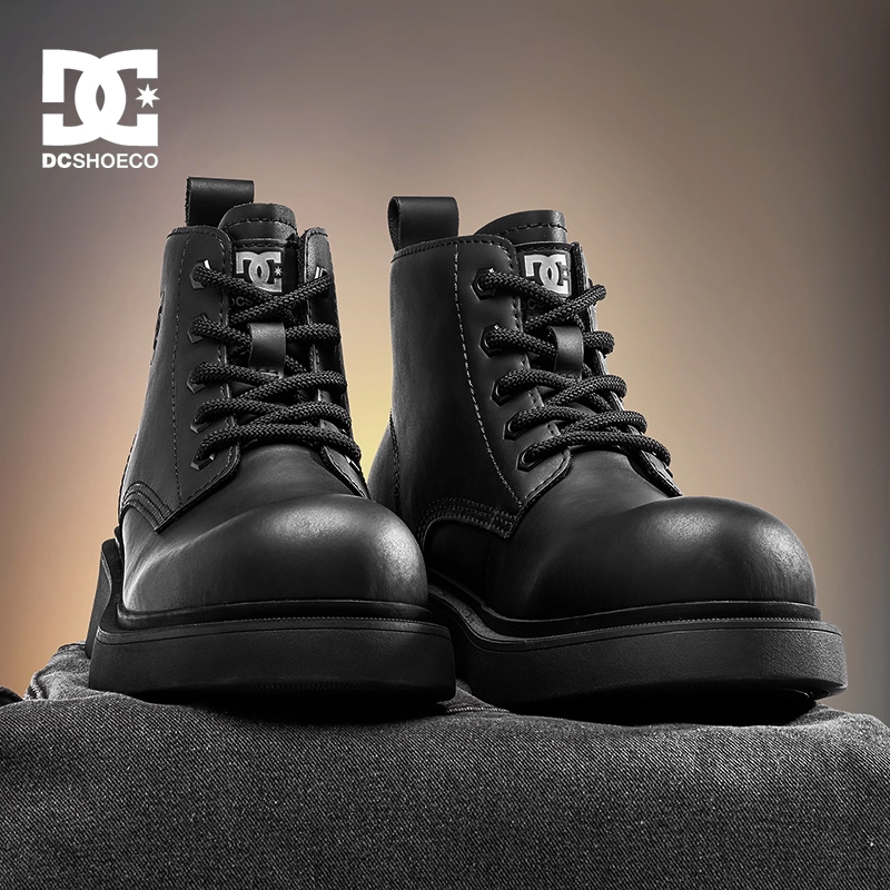 DC SHOES大头德比马丁靴男款2025新款冬季男鞋黑色皮靴机车靴子男