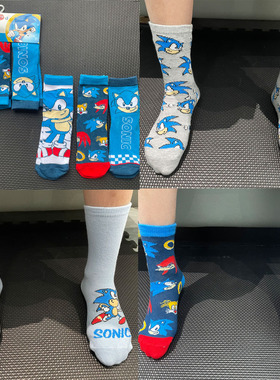 原单中大童袜子春秋男童洋气袜子刺猬索尼克周边Sonic儿童中筒袜