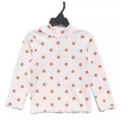 圆点上衣白色打底衫 704瑕疵90 120出口外贸原单尾货女童t恤长袖