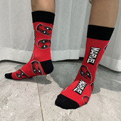 出口外贸原单尾货男袜2025新款 冬hottoys死侍漫威周边中筒袜男