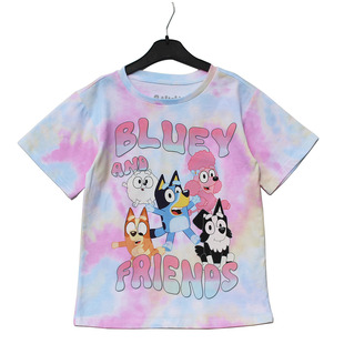 120 上衣中大童库洛米衣服蓝狗扎染t恤儿童体恤 160高尾货女童短袖