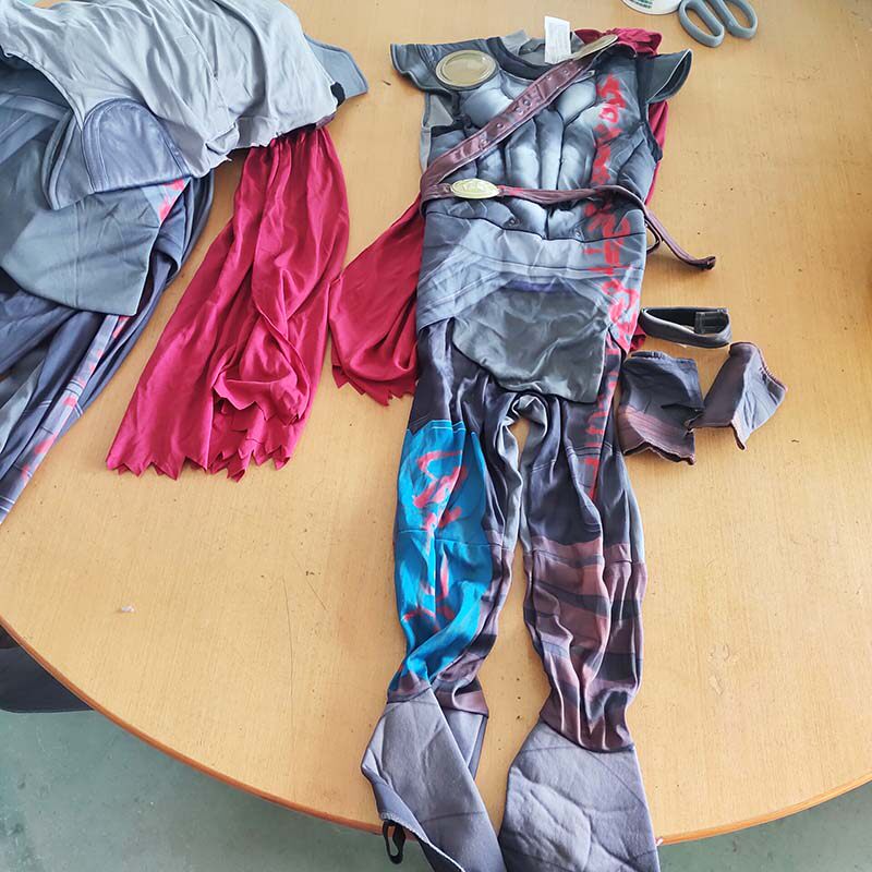 905瑕疵100-145高万圣节武士cos服 男孩肌肉表演造型连体衣