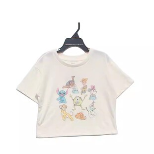 瑕疵外贸尾货白色女童短袖t恤夏季卡通儿童夏季衣服女童短款上衣