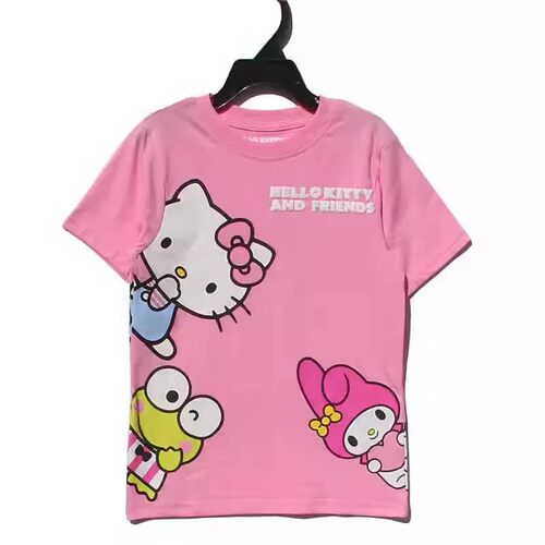 301瑕疵120高外贸尾货hello kitty女童短袖t恤姐妹装儿童半袖上衣