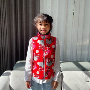 100-120高外贸原单薄绒米妮童装摇粒绒女童马甲秋冬儿童保暖背心