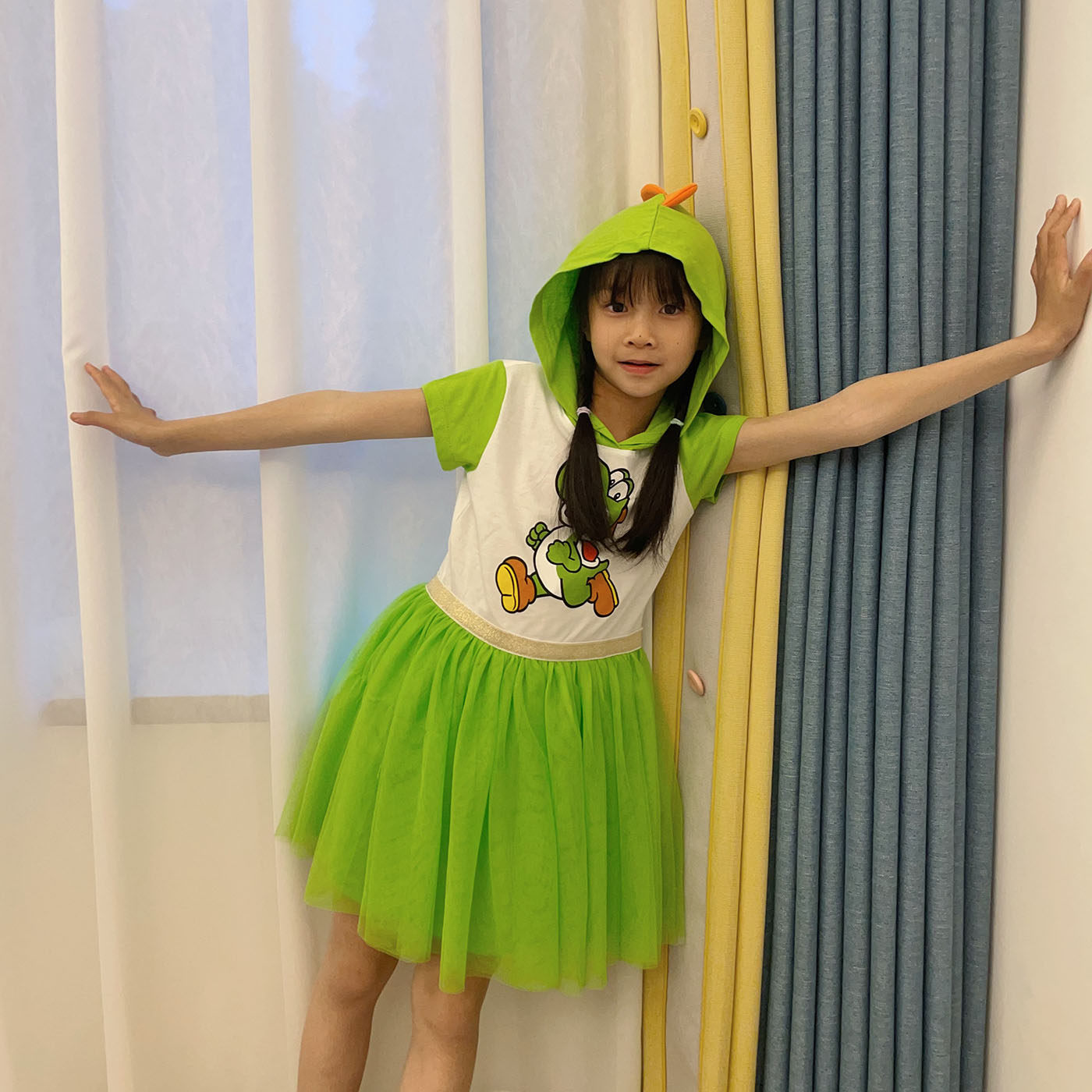 姐妹装女一大一小绿色蓬蓬纱裙