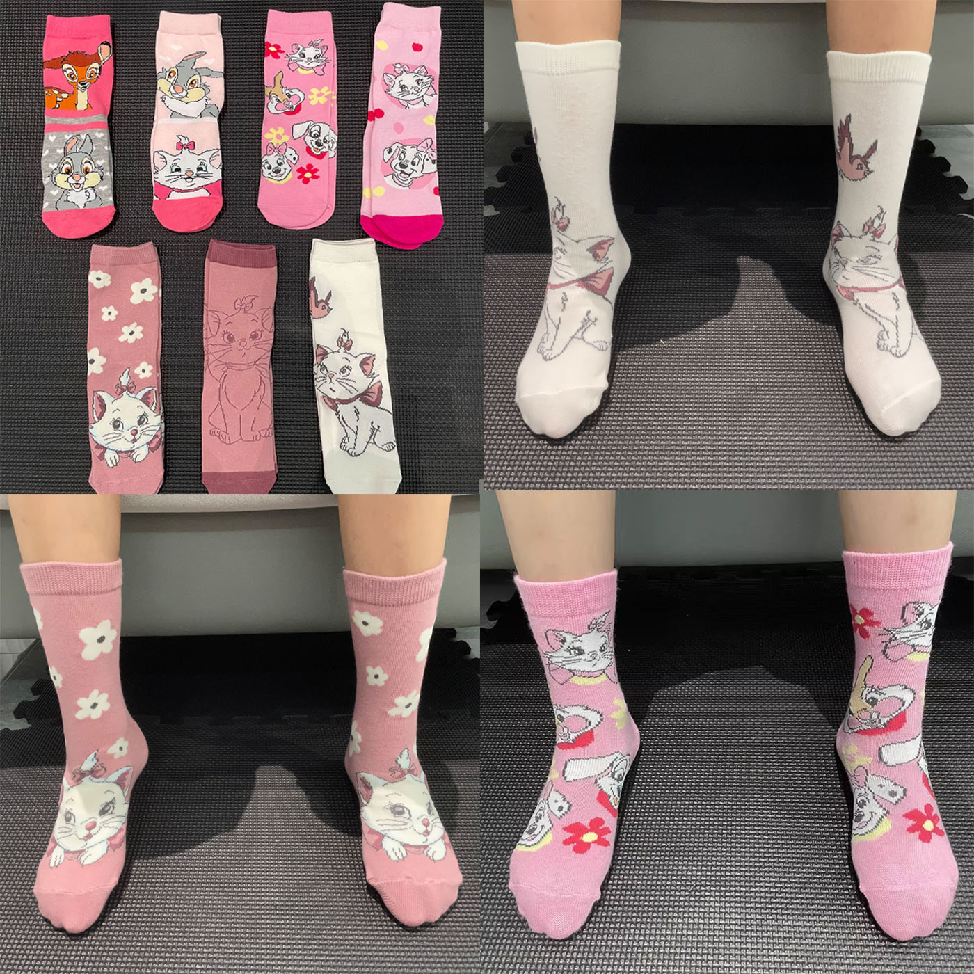 女童中筒袜儿童卡通袜子粉色