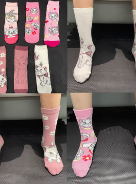 女童中筒袜儿童卡通袜子粉色