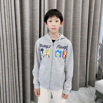 灰色卫衣男童中大童加绒连帽卫衣
