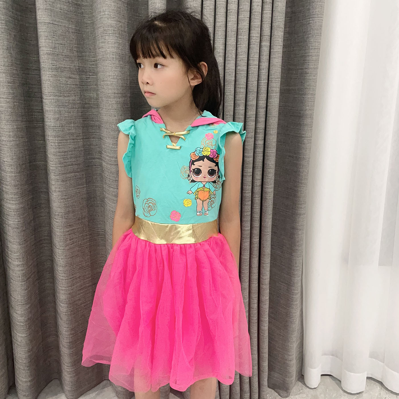 女童连帽连衣裙儿童蓬蓬裙