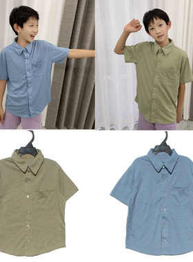 瑕疵artclass牌子翻领t恤男童儿童纯色t恤男童t恤2024新款短袖