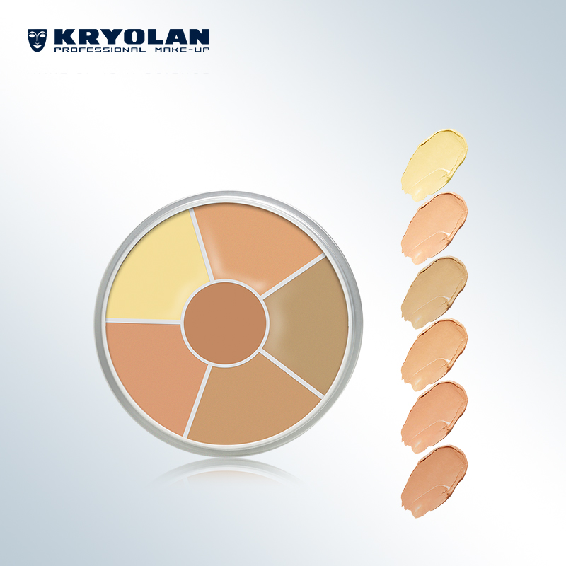 德国面具KRYOLAN歌剧魅影脸唇部打底遮盖黑眼圈6六色修容盘遮瑕膏