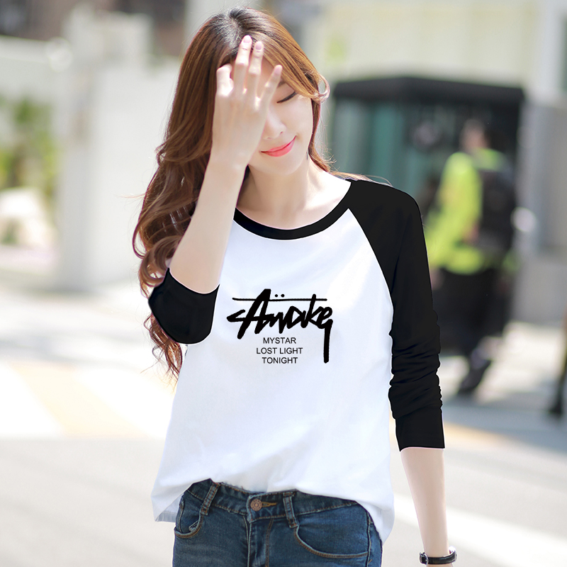 白色t恤女长袖宽松插肩袖上衣2025年新款春秋百搭打底衫秋冬体桖